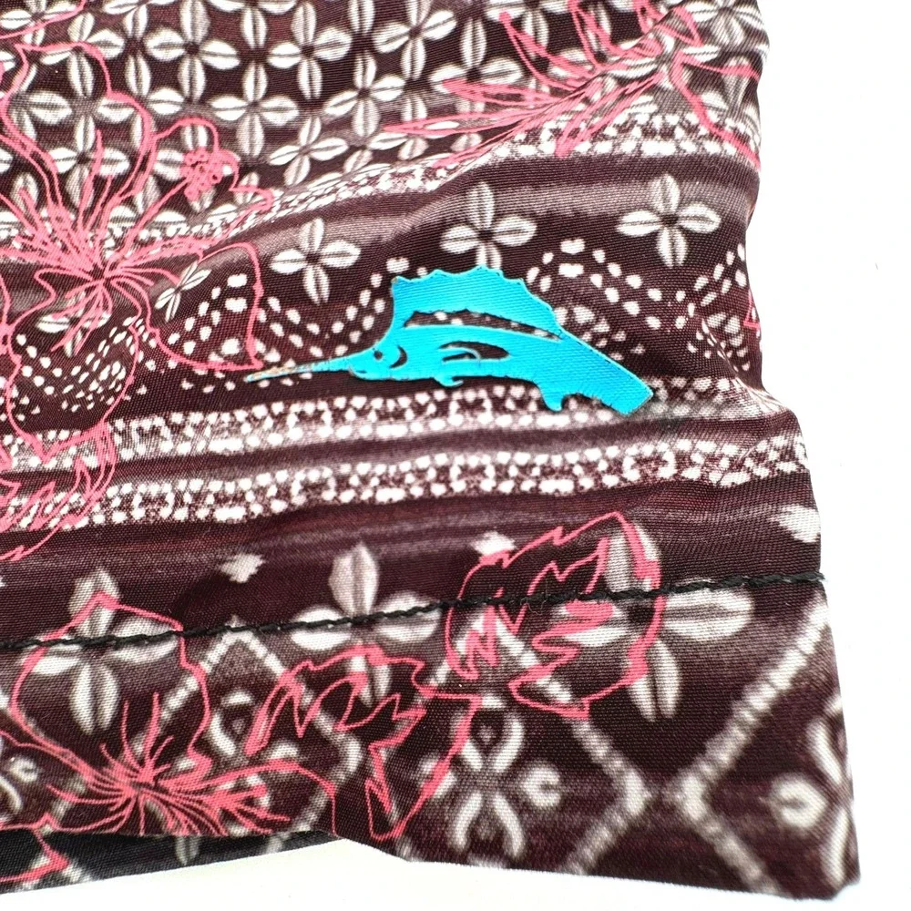 TOMMY BAHAMA Men's Large Brown Pink White Boho Baja‎ Bora Bora Batik Swim Shorts